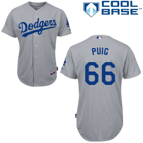 Yasiel Puig #66 Youth Baseball Jersey-L A Dodgers Authentic 2014 Alternate Road Gray Cool Base MLB Jersey